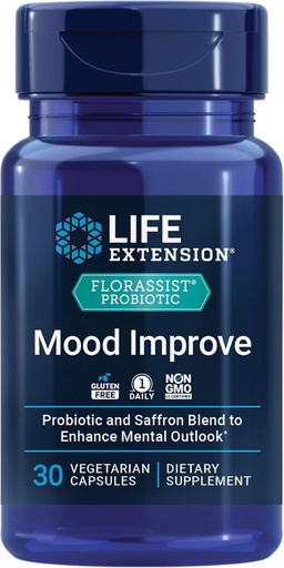 [BRSWGCYKDMBWCDY6] Gyvenimo pratęsimas FLORASSIST ® Probiotinis Mood Pagerinti, probiotinis ir Šafrono mišinys pagerina Mood ir psichikos Outlook, Non GMO, Gluten- Free, 1 Dienos, Vegetarian, 30 Kapsules