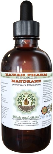 [BRSWKEAAPJ5QAHI7] Hawaii Pharm Mandrake Alcoholvrije Liquid Extract, Mandrake (Mandragora Officinarum) Gedroogde Wortel Glyceriet Natuurlijke Kruidensupplement, VS 2 oz