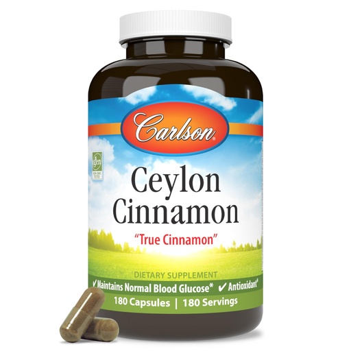 [BRSWIAD3DMFQAG3O] Carlson - Ceylon Cinnamon, Cinnamon Supplements, 500 mg, Cinnamon Extract Pills, Ceylon Cinnamon Capsules, 180 capsules