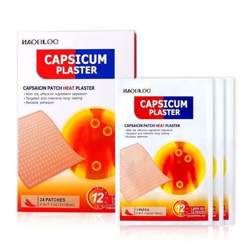 [BRSRMCQNCMCGYH3Z] 24 Pcs Capsicum Plaster Capsaicin Patch (7.09 * 4.72 in), Porous Capsicum Heat Plaster