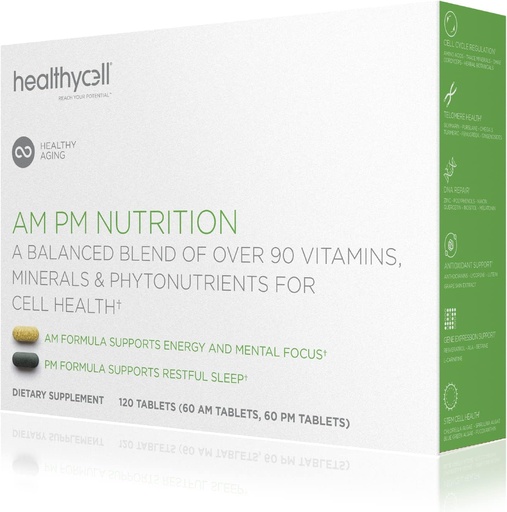 [BRSWIEIGCIIBGD3O] HealthyCell AM PM Nutrition for Day & Night - Blend of 90 Vitamins, Minerals, Probiotics & Nutrients Supports Overall Health, Energy, Focus & Sleep - Natural Multivitamin for Men & Women - 30 Servings