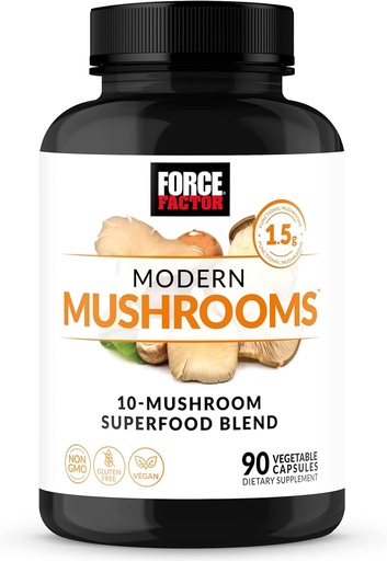 [BRSRMAAHDICRY2D5] Force Factor Modern Mushrooms Capsles, Mushroom Supplement with Lions Mane, Turkey Tail, & Cordyceps to Support Energy, Focus, Immunity, & Digestion, 90 Καψάκια λαχανικών