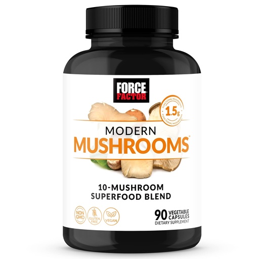 [BRSRMAAHDICRY2D5] Force Factor Modern Mushrooms Capsules, Mushroom Supplement with Lions Mane, Turkey Tail, & Cordyceps to Support Energy, Focus, Immunity, & Digestion, 90 Vegetable Capsules