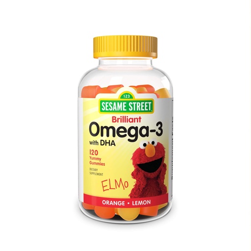 [BRSW22Y2BEAWADTH] Sesame Street Omega 3 Gummies for Kids, 50 mg of Omega-3 per Gummy, 4 Month Supply, No Fishy Aftertaste, Shellfish Free Supplement, Brain & Eye Support, 120 Gummies