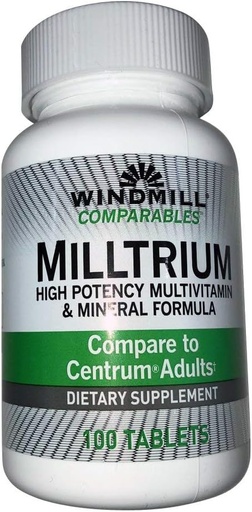 [BRSWKZAFB4DAC3TG] Windmill Comparables Milltrium High Potency Multivitamin and Mineral Tablets 100 Ea (Pack of 2)