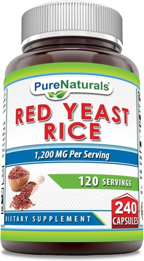 [BRSWKELQOIEGAHLY] Czysty Naturals Red Yeast Rice 1200 Mg za Serving, 240 Kapsułki Suplement DEV124; Non-GMO EVAR124; Gluten Free EVAR124; Made in USA