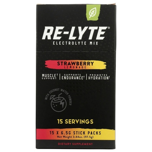 [BRSROCQQOACGECDA] RELYTE Re-Lyte Electrolyte Drink Mix Strawberry Lemonade 15 Servings Packets 3.44 oz.