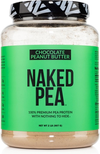 [BRSRAYAZAUGQ2GQZ] Naked Pea - Chocolate Peanut Butter Protein from US & Canadian Farms, Organic Cocoa, Organic Coconut Sugar - No GMO, No Soy, and Gluten Free, Aid Growth and Recovery - 21 Servings