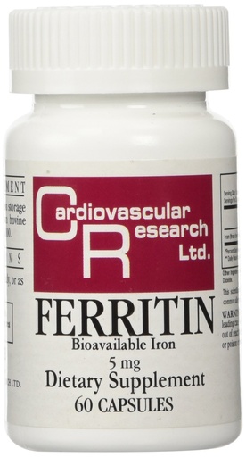 [BRSWIYIHAZ6RMETY] Cardiovascular Research Ferritin Maximum Absorption Iron Supplement 1-Pack, 01-Cream,60 Capsules