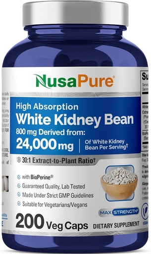 [BRSWYHTYOR5BEDTH] NusaPure White Pupe 30: 1 Ekstraktas 800 mg Atitinka 24000 mg 200 Vegan Capsules - Bioperine - (Vegan, Non- GMO)