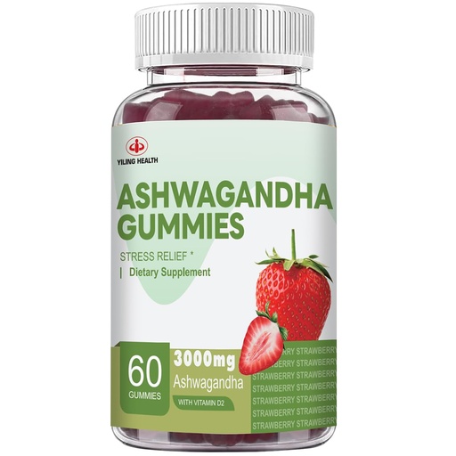 [BRSROAAQAENAGHQ3] YiLing Ashwagandha Gummies for Women & Men, 3000 Mg of High-Potency Ashwagandha Root Extract Boosts Energy, Improves Sleep, Relieves Stress and Calms Mood, 60 Count Strawberry Flavor Ashwagandha