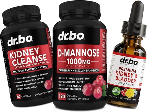 [BRSRABQPCRYWMG32] Kidney Cleanse & D Mannose Supplements - Kidney Detox & Bladder Support Liquid Drops Supplement, D-Mannose 500mg 1000mg Capsules - DMannose Cranberry, Support Kidneys, Bladder & Urinary Tract Health