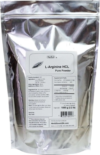 [BRSWIGQ2BJYREFTM] L-Arginine HCl Pure Powder 1000g (2.2 lb)
