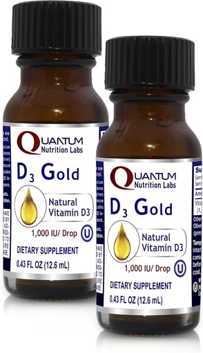 [BRSRMALRO5YGMH3F] QNL D3 Gold - Vitamin D Liquid Drops - Bone Strength Supplement - Offers Cardiovascular & Immune Support - Premium Health & Wellness Product - 0.43 fl oz (2 Pack)