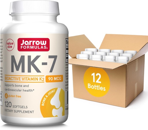 [BRSROHQ7BUBQY33L] Jarrow Formulas MK-7 90mcg-Bioactive Form of VIT K2-120 Servings(Softgels)-for Bone & CV Health-VIT K2 MK-7 Dietary Supp-K2 VIT Supp MK-7-Gluten Free,12 Pack