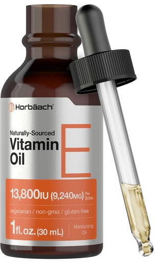[BRSW2CQOO56WK3IZ] Horbäach Vitamin E Oil | 13,800 IU | 1oz | Naturally Sourced Liquid Supplement | Vegetarian, Non-GMO, and Gluten Free Formula