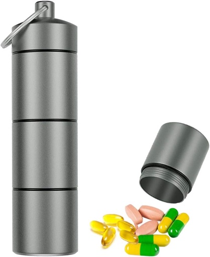 [BRSWY2YCC4IWC3Y6] Grande portachiavi portachiavi, EFFIET 3 scomparti cassa in metallo per la culla, contenitore di medicina di viaggio per le pillole di emergenza/Vitamin/Fish Oilsule, impermeabile per il viaggio, escursionismo, campeggio (Matt finito)