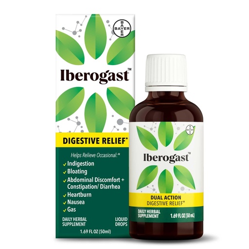 [BRSROH32DIJWACY2] Iberogast Liquid Drops, Herbal Relief of Stomach Upsets: Occasional Indigestion, Bloating, Gas, Nausea, Upset Stomach; Gluten Free; 6-Herb Blend with Iberis Amara, Peppermint, Licorice; 50mL
