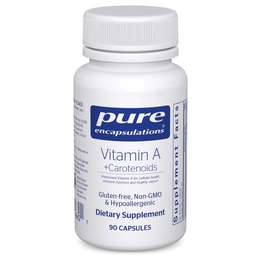 [BRSWKEYEBAGGMEAV] Pure Encapsulations Vitamin A + Carotenoids (Lutein, Zeaxanthin, and Astaxanthin) | Hypoallergenic Dietary Supplement | 90 Capsules