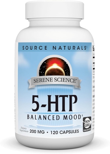 [BRSWKHAKBBYBS33H] Source Naturals Serene Science 5-HTP, Balanced Mood*, Non-GMO Dietary Supplement, 200 mg - 120 Capsules
