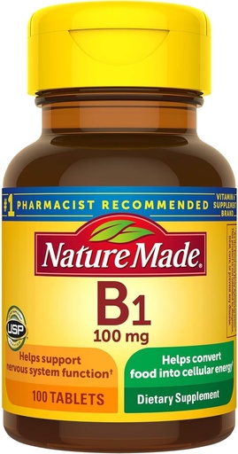 [BRSWKYQ3CEOQGDQ7] Vitamin B1 100 mg Tablets, 100 Count for Metabolic Health
