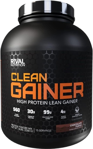 [BRSWKYQGCUBQOFLK] Rival Nutrition Clean Gainer - Czekoladowe Kudge, 5 funtów.