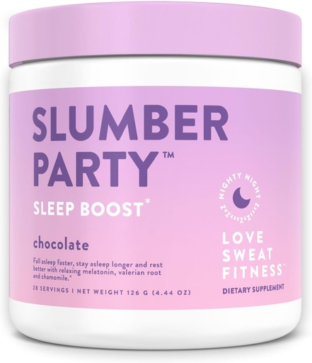 [BRSW2ZYODEDR4C3X] Love Sweat Fitness Sleep Boost Powder | Slumber Party Chocolate | Improves Sleep, Supports Muscle Recovery | Vegan, Gluten Free, Non-GMO | 28 Servings