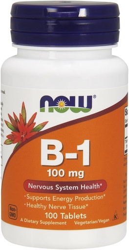 [BRSWIYYPAJ4QYCI3] NOW Vitamin B-1 (thiamine) 100mg, 100 Tablets (Pack of 4)