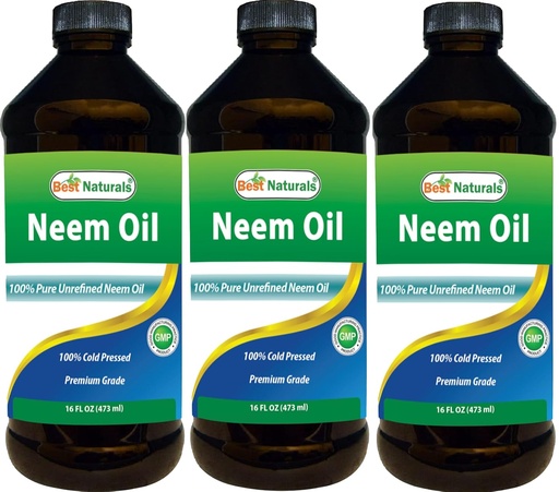 [BRSROFA2AQFQMHTL] Geriausi Naturals 100% Pure Neem Oil, 100% Šaltas presuotas ir nerafinuotas - 16 OZ (3 Buteliai)
