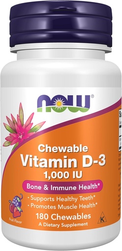[BRSWIYIGCBYAI3LO] JETZT Nahrungsergänzungsmittel, Vitamin D-3 1.000 IU, Natürliche Frucht Geschmack, strukturelle Unterstützung*, 180 Chewables