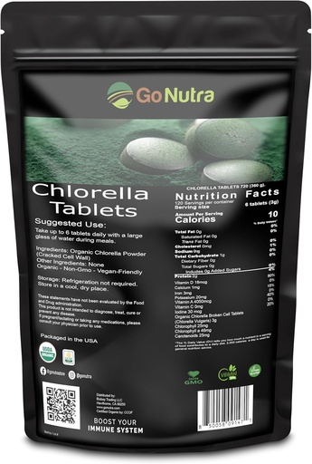 [BRSWGAY2A4OW2AYU] Organic Chlorella Tablets Broken Cell, 3000mg Per Serving,1000 Tablets - Superfoods Rich in Minerals, Vitamins, Chlorophyll, Amino Acids, Fatty Acids, Fiber & Proteins, Non-GMO & Vegan Friendly