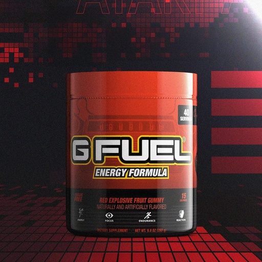 [BRSROAAFO55QODTU] G Fuel 2600+TM Порошок для энергетических напитков, Смесь кофеина перед тренировкой для игр, Амино без сахара, Витамин + Антиоксиданты, 9,9 унции (Red Explosive Fruit Gummy, 40 сервировок)