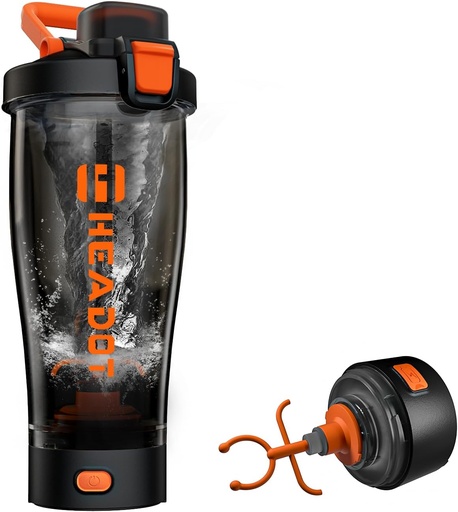 [BRSRO23RCR7BYA34] HeaDot Electric Protein Shaker Bottle, Blender Bottles for Protein Mixes, 24 Oz Echargeable Type-C Shaker Cup, Made with Tritan, BPA Free Shakers for Protein Shakes(Orange)