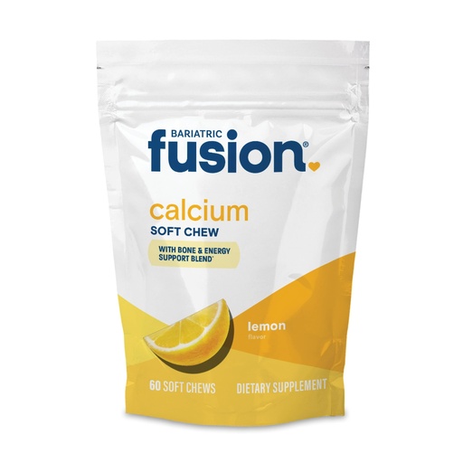 [BRSRAYIPCENWC3I2] Bariatric Fusion Bariatric Calcium Supplement Chews | Calcium Citrate with Vitamin D3 Bariatric Vitamin | Sugar Free Chewable | 500mg | Lemon | 60 Count
