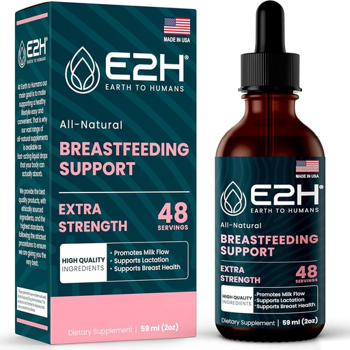 [BRSW2FAEO5YWMADD] E2H Breastfeeding Supplement and Lactation Support - Liquid Lactation Supplement - Contains Fenugreek, Milk Thistle, Fennel and More - No Alcohol - Vegan - 2 Fl Oz