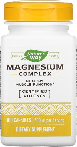 [BRSWIYT3PIHWADDG] Nature's Way Premium Magnesium Complex Supplement, 500 mg per Serving, 100 Capsules