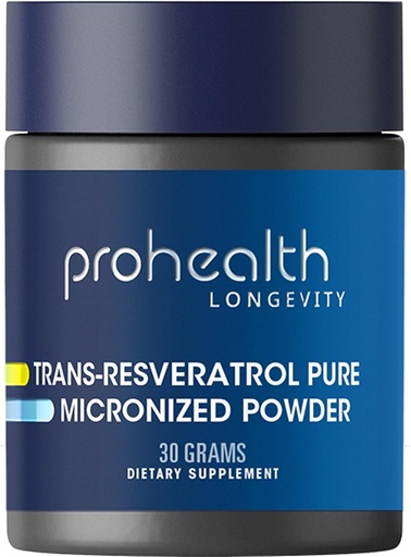 [BRSWYBQYBYFWYGY2] ProHealth Longevity Micronized Trans Resveratrol pulver 30 gram - 98% ren farmasøytisk klasse, 1000 mg per Scoop, overlegen absorpsjon og biotilgjengelighet