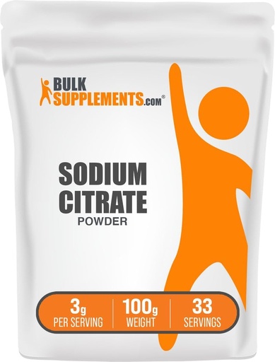 [BRSWGEDYCINAI337] BulkSupplements.com Sodium Citrate Powder - Sodium Citrate Food Grade, Emulsifier, Flavor Enhancer - Gluten Free, 3g per Serving, 100g (3.5 oz) (Pack of 1)