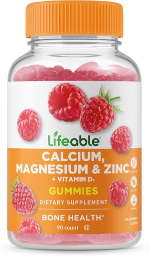 [BRSW2GAZBMDRO2AV] Lifeable Calcium Magnesium Zinc with Vitamin D3 Gummies | Great Tasting Calcium Magnesium Zinc D3 Supplement | for Tooth and Bone Health | Calcium Gummies for Adults | 90 Gummies