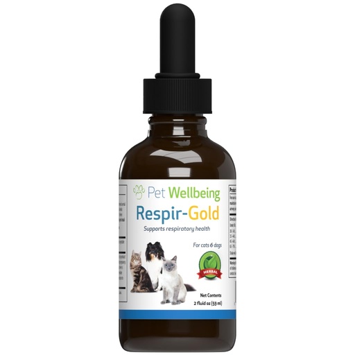 [BRSWYAYNCIPAMYD3] Pet Wellbeing Respir-Gold for Cats - Supports Healthy Breathing, Open Airways, Respiratory Support, Black Cumin, Horehound, Grindelia - Veterinarian-Formulated Herbal Supplement 2 fl oz (59 ml)
