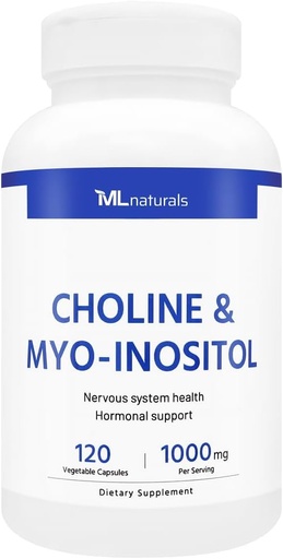 [BRSRA2TQAEPBQFDJ] ML Naturals Choline & Myo-Inositol 120 Vegetable Capsules, NSF-Certified & cGMP-Compliant