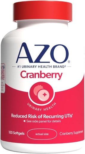 [BRSWIZQ3CF4BEHY3] AZO Cranberry dodatek, Vyrobeno s koncentrované celé ovoce Cranberry Powder pomoci vyčistit a chránit močový trakt *, Cukr zdarma Cranberry pilulky, Non- GMO, 100 Softgels