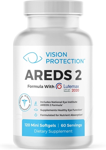 [BRSROZYLBV7BOCA6] AREDS 2 Eye Vitamin & Mineral Supplement for Ocular Health, Lutemax 2020 with Natural Eye Institute AREDS 2 Study Ingredients Lutein, Vitamin C, & Zeaxanthin, 120 Mini Softgels