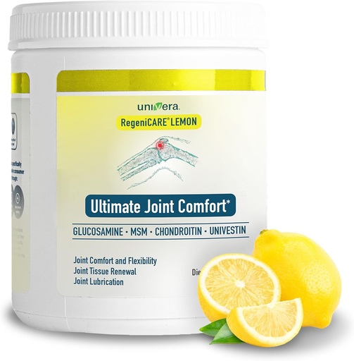 [BRSRAZT6AAPAMHI3] Univera RegeniCARE Canister, Glucosamine, Chondroitin, MSM, Univestin, Restores Cartilage, Supports Joint Comfort + Mobility + Flexibility, 30-Day Supply (Lemon Flavor)