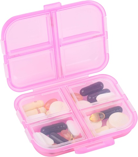[BRSROHQ3PN7G22QV] Travel Pill Organizer Small 8 Grid Compartments Pill Holder Box - Portable Medicine Container Case - Daily Weekly Medication Organizer
