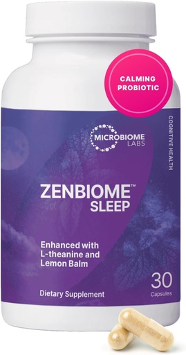 [BRSW2H33CUCGEA36] Laboratorios de microbioma Zenbioma sueño - L Theanine Suplemento con Lemon Balm Extracto " Probióticos con Bifidobacterium Longum - Ayuda Soothe El eje Gut-Brain en tiempo de cama (30 cápsulas)