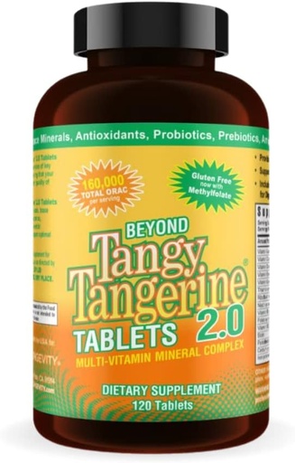 [BRSWKGYKOAJRYYDG] Youngevity Beyond Tangy Tangerine 2.0 Multi-Vitamin & Mineral Complex - Made with Natural & Whole Foods | 160,000 ORAC | 120 Tablets | 1 Bottle