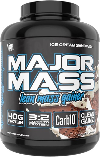 [BRSWGZI7DN7QM3D5] VMI Sports | Major Mass Lean Mass Gainer | Mass Gainer Protein pulver for muskel gevinst | Vektvinner Protein pulver for menn | Vektvinner for kvinner (Ice Cream Sandwich)