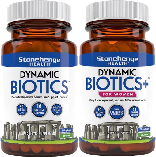 [BRSRAHQEB56B6E3A] Stonehenge Health Dynamic Biotics + Dynamic Biotics+ for Women Probiotics Bundle Supplements to Support Digestive & Feminine Health
