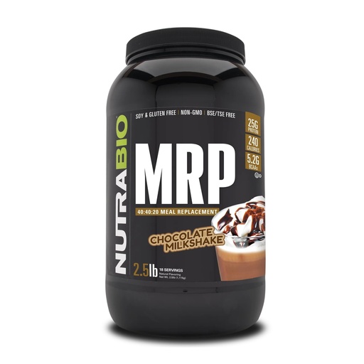 [BRSWKEAMAF5R42D4] NutraBio MRP Complete Meal Replacement Protein Powder, Chocolate - 2.5lbs